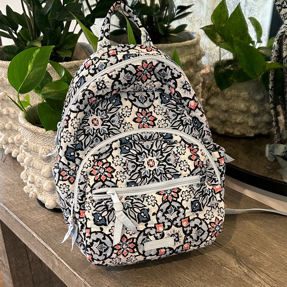 Vera Bradley Floral Backpack - Black, White, Pink